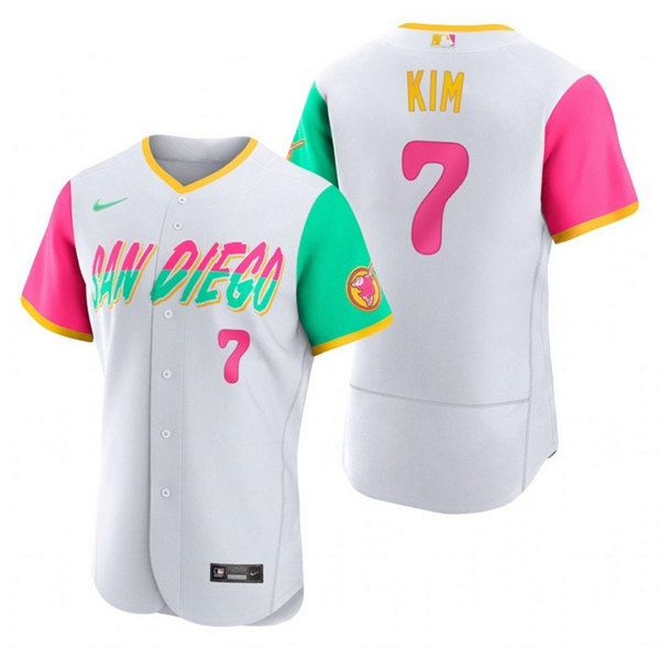 Men's San Diego Padres #7 Ha Seong Kim 2022 White City Connect Flex Base Stitched Baseball Jersey Men's San Diego Padres #7 Ha Seong Kim 2022 White City Connect Flex Base Stitched Baseball Jersey